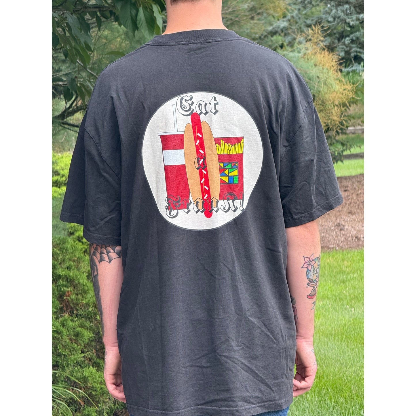 Oversized Faded Tee- “Eat a FranK”