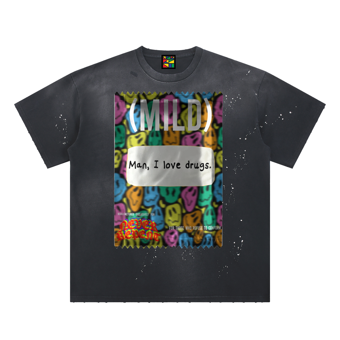 'Mild' Hand-Frayed  Paint Splatter Streetwear Tee
