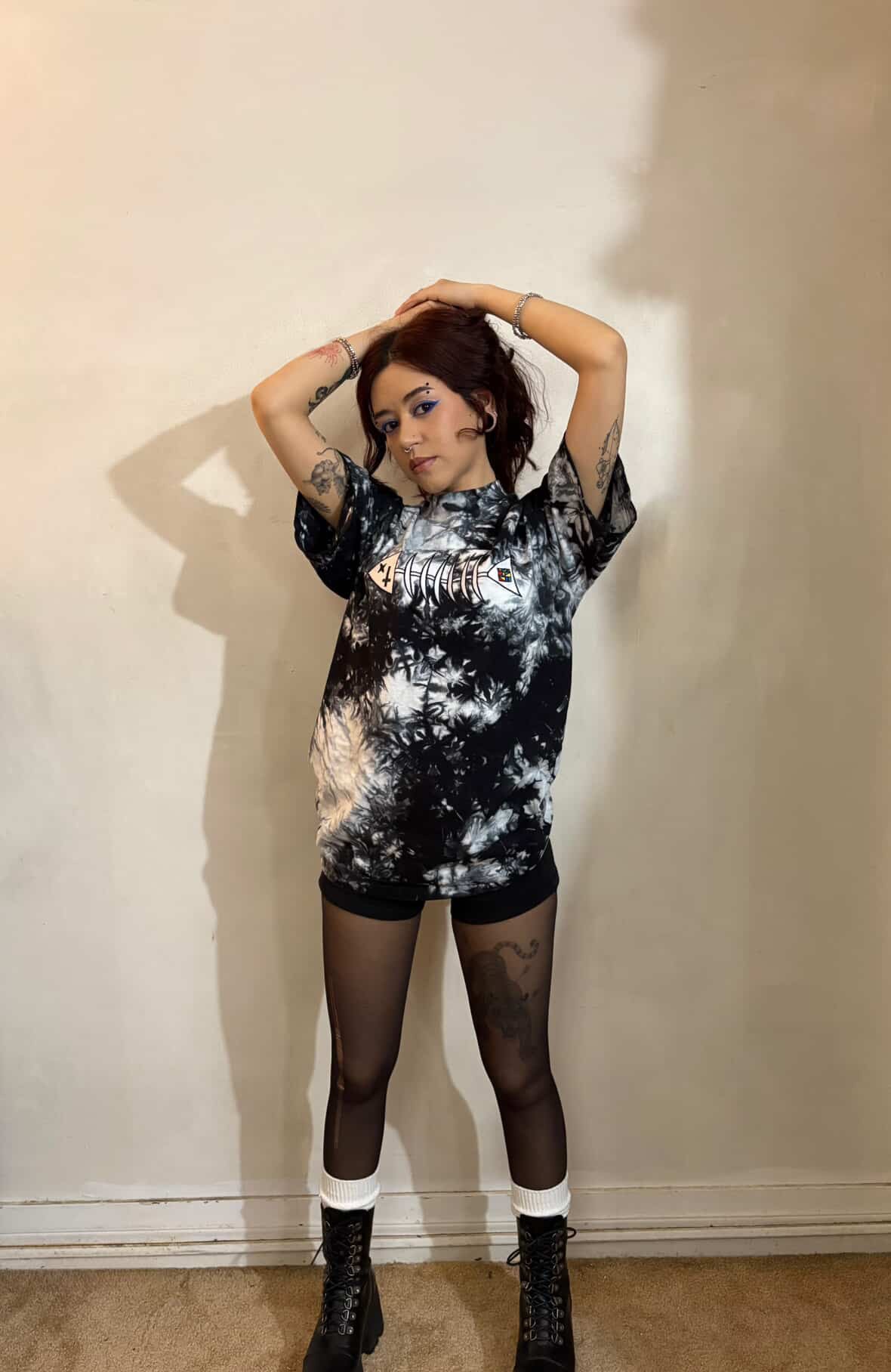 Oversized Tie-Dye Tee- 'Fish Bones'