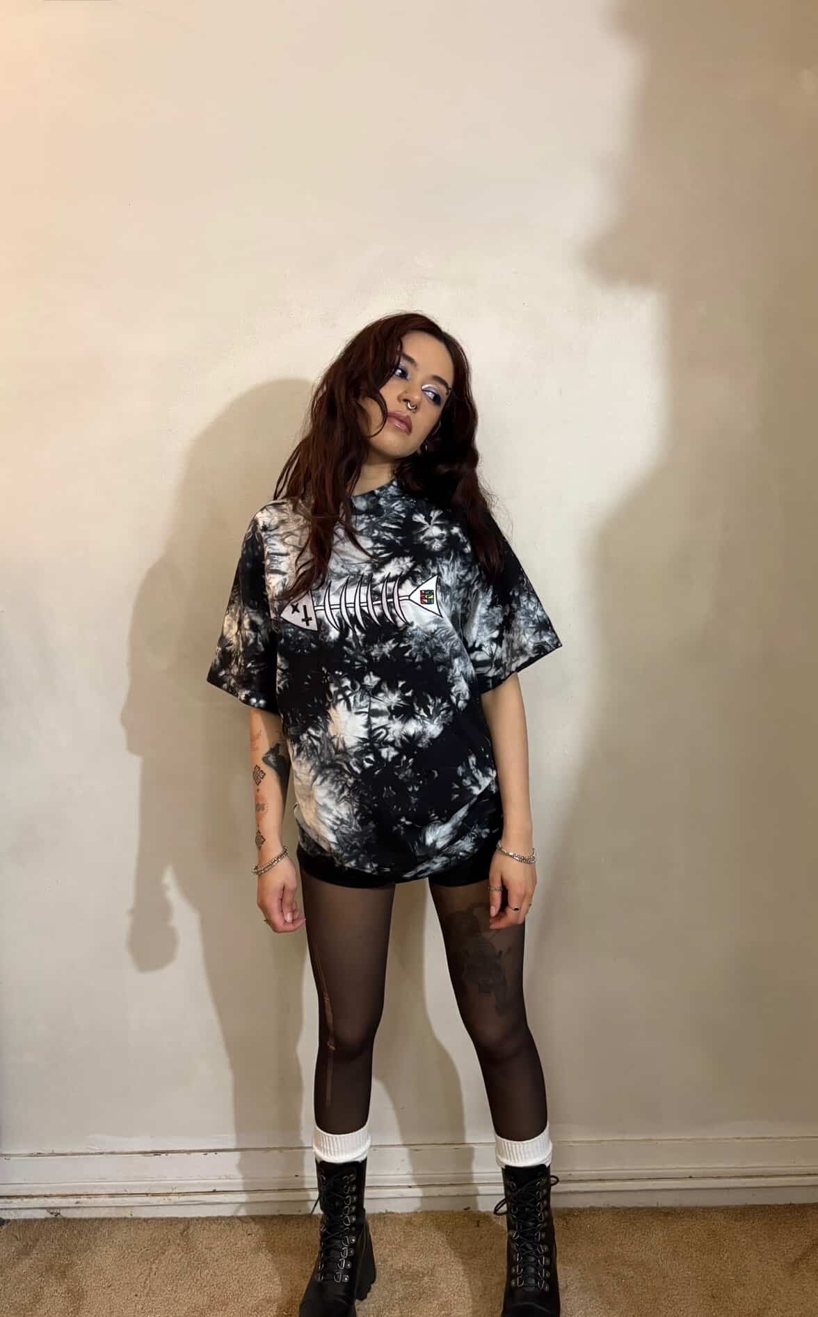 Oversized Tie-Dye Tee- 'Fish Bones'