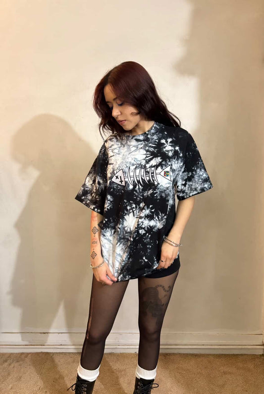 Oversized Tie-Dye Tee- 'Fish Bones'