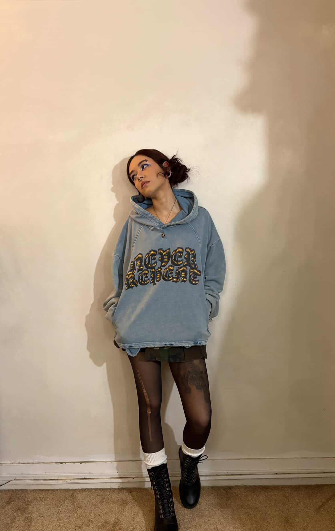 Vintage Frayed Hoodie - 'Hellfire'